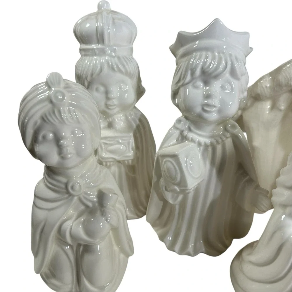 Vintage Arnel's Nativity Set Glazed Ceramic Christmas w/Rare Manger- 15 Pc- Read